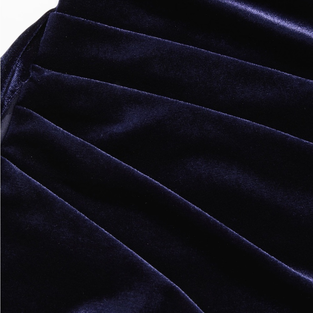 VELVET NAVY INDIGO V-NECK SPLIT RUFFLE HEM MAXI SLEEVELESS V NECK DRESS - Picture 7 of 8